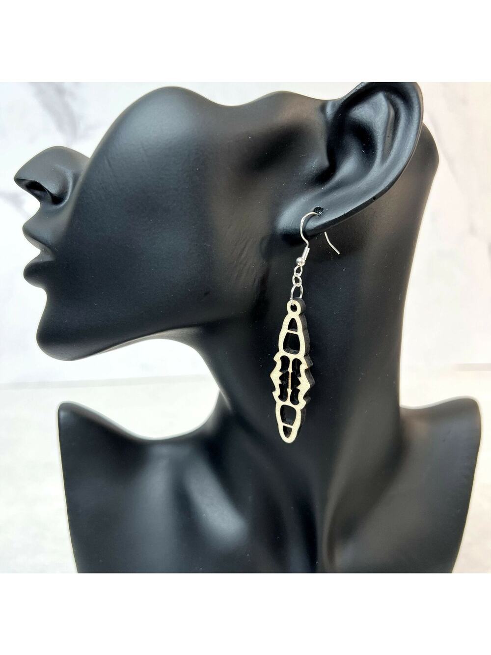 Wooden Geometric Cutout Earrings